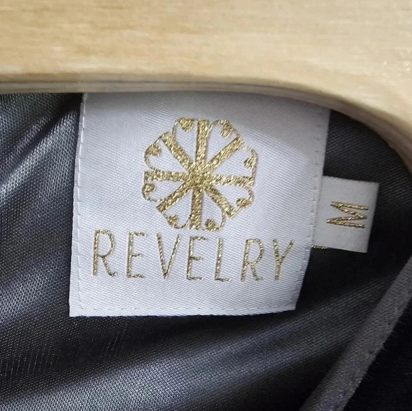 Revelry Reese Velvet‎ Maxi Dress Slate Blue Wedding Size Medium - Picture 5 of 7